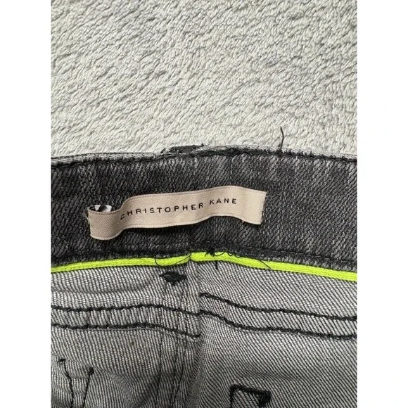Christopher Kane Floral Deisgn Jeans Womens Size‎ 28 Gray Denim
